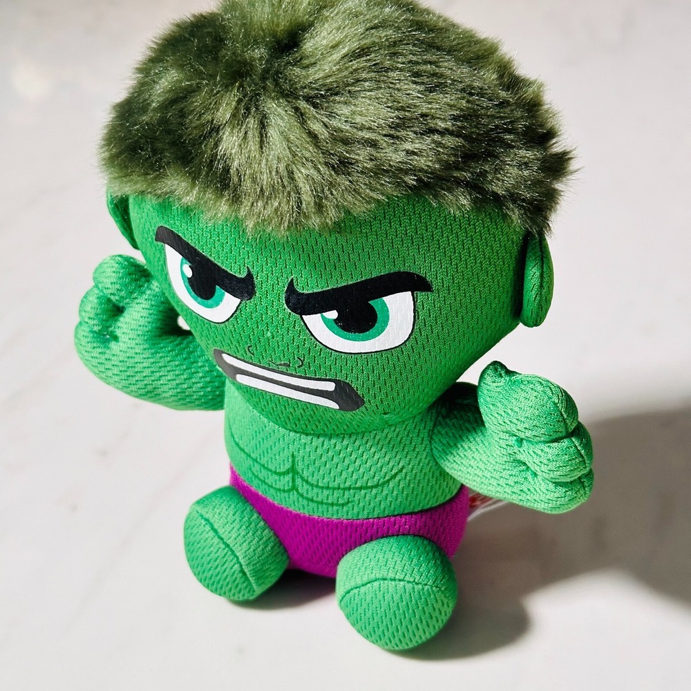 Ty Beanie Baby Marvel Hulk Beanbag Plush Green and Purple 7"